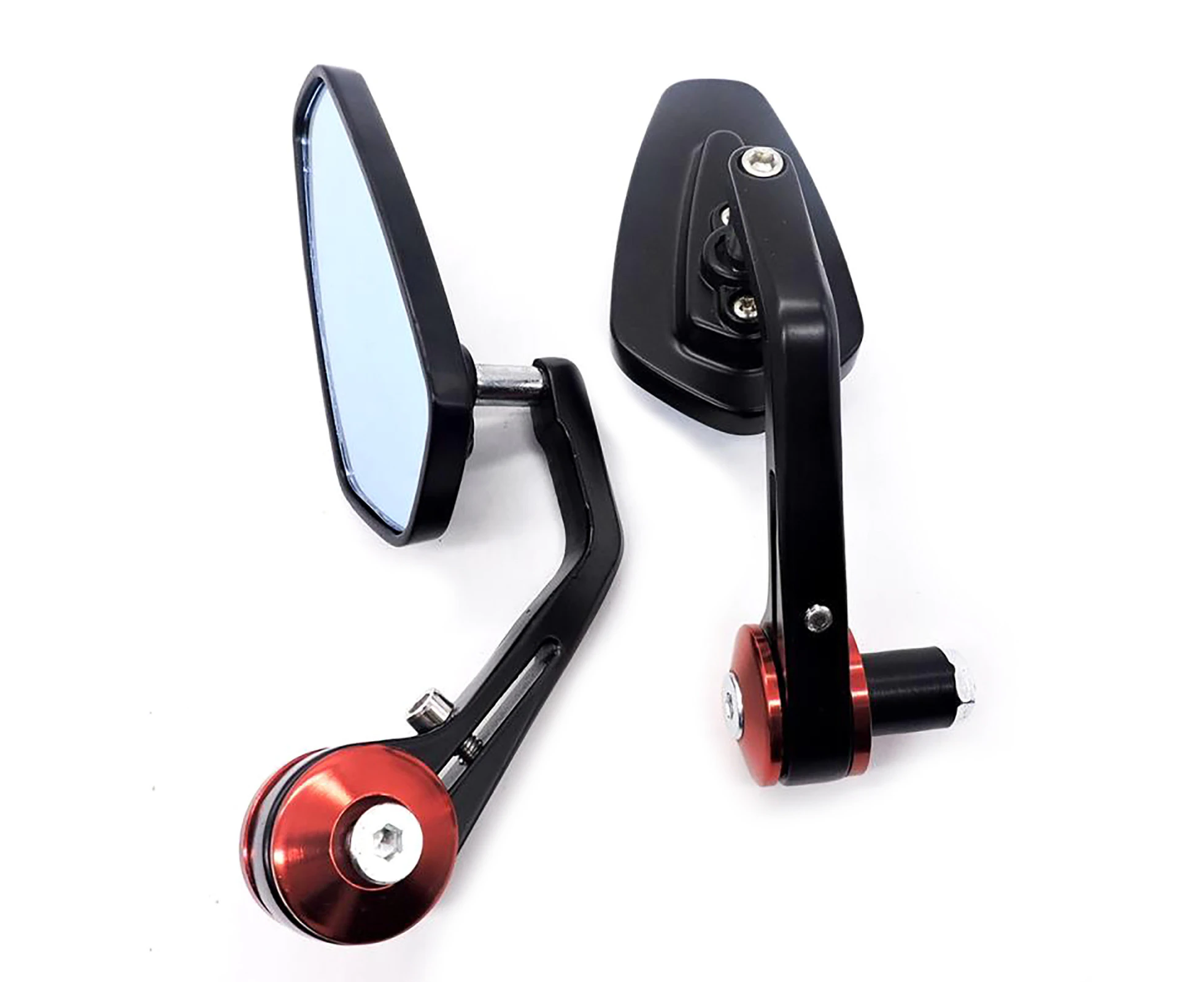 1Pair Universal Rear View Mirrors Reversing Auxiliary Anti-vertigo Handlebar Side Mirrors for Motorcycles-Red