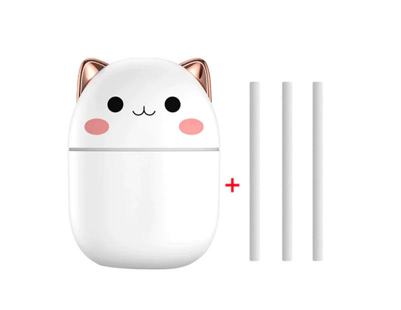 Cat Face Air Ultrasonic Humidifier Aroma Essential Oil Diffuser - White