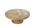 J.Elliot Home Ginkgo 30cm Footed Wood Display Cake Stand Storage Round Natural