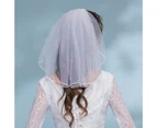 40cm Beautiful with Comb Net Yarn Bridal Veil Single Layer Ribbon Edge Short Veil Hair Accessories-3#