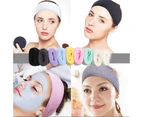 Facial Spa Headbands， Makeup Shower Bath Wrap Sport Headband Terry Cloth Stretch Towel with Magic Tape - Black