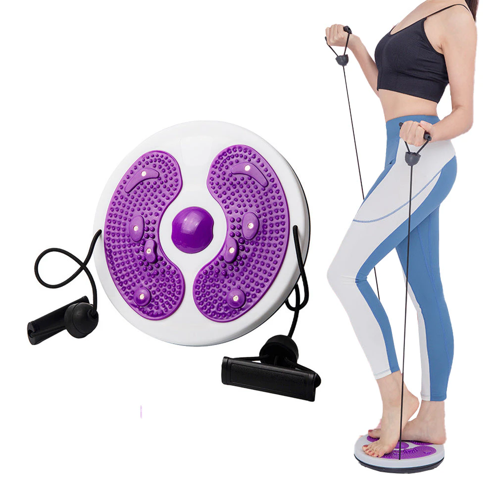 Twist Waist Board Magnetic Balance Board Foot Sole Massage Disc with Drawstrings Exercise Fitness Accessories Purple