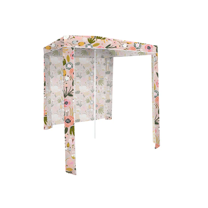 Good Vibes 180x180cm Peony Bloom Beach Cabana w/ Back Wall Outdoor Canopy Shade