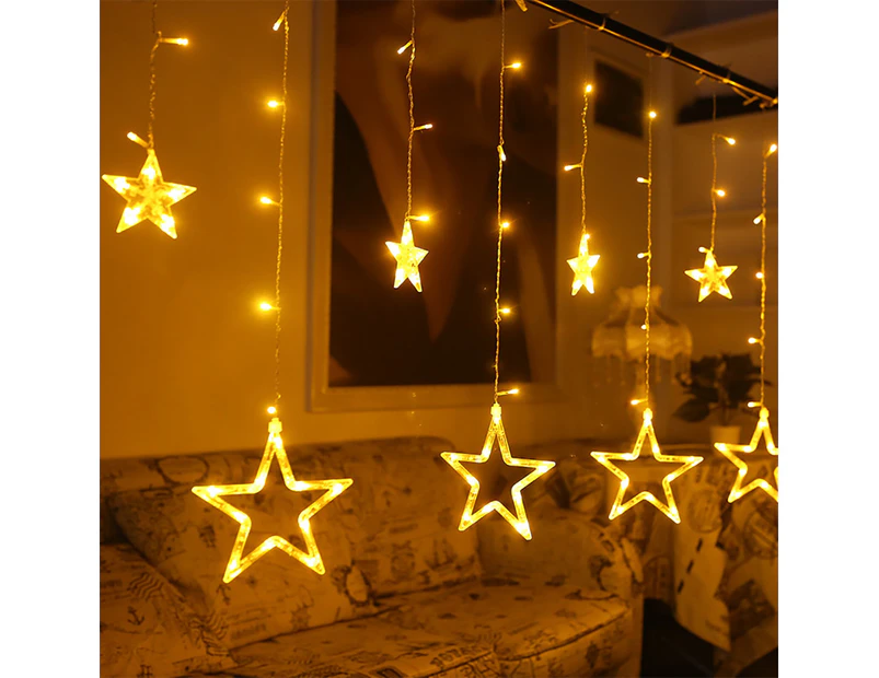 12 Stars Curtain Led Starry String Lights, Window Curtain Lights With 8 Flashing Modes Decoration For Christmas, Wedding, Party, Home, Patio Lawn, Warm Whi