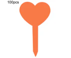 100Pcs Gardening Marks Multicolor Easily Cleand Heart-Shaped Plant Nursery Signs for Gardening-Orange