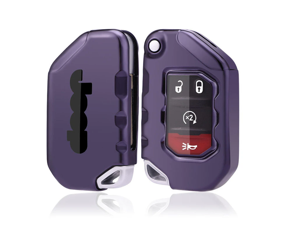 WIWU Soft TPU Flip Key Fob Cover Case for 2018 2019 Jeep Wrangler JL Rubicon 2020 2021 Jeep-Purple