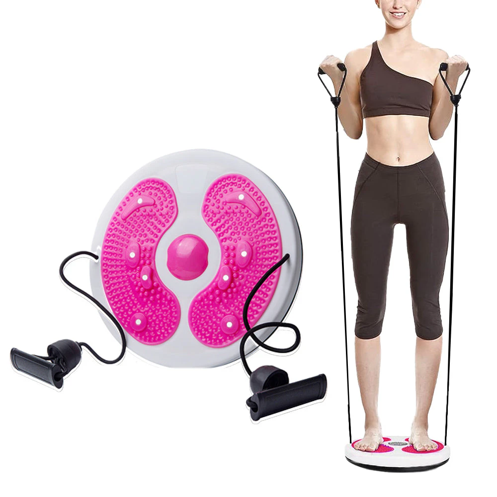 Twist Waist Board Magnetic Balance Board Foot Sole Massage Disc with Drawstrings Exercise Fitness Accessories Pink