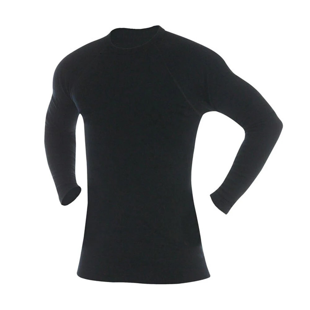 3 Peaks Polypropylene Base Layer Thermal Fullleeve Crew Top Black - Black