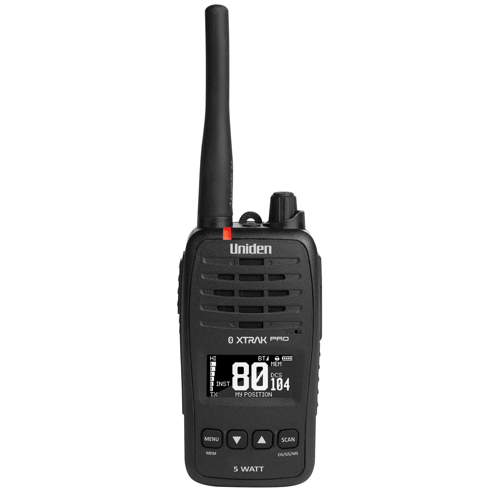 Uniden XTRAK 50 PRO - 5 Watt Waterproof Smart UHF Handheld Radio with Large OLED Display,