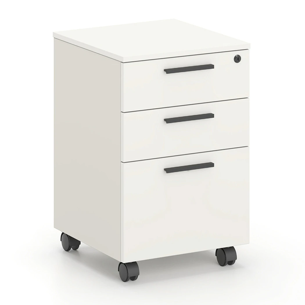 Mobile Pedestal Lockable Filing Cabinet Storage Drawers Wheels White Home Office