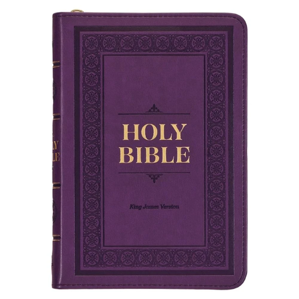 KJV Holy Bible, Compact Faux Leather Red Letter Edition - Ribbon Marker, King James Version, Purple, Zipper Closure