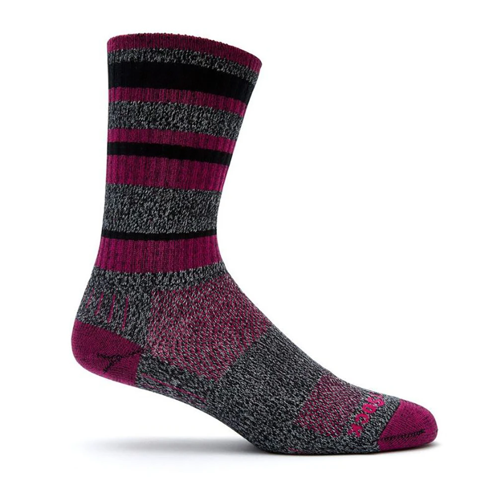 Wrightsock Adventure Crew Length Black Fuchsia Unisex Outdoor Hiking/Trail Socks - Black Fuchsia