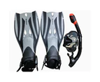 4pc Oz Ocean Rotto Adults Swimming Goggles Mask/Snorkel/Fin Set L-XL Grey/Black
