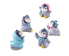 6Pcs/Set Miniature Figurine Adorable Wear Resistant Plastic Miniature Penguin Figurine Decor for Home-