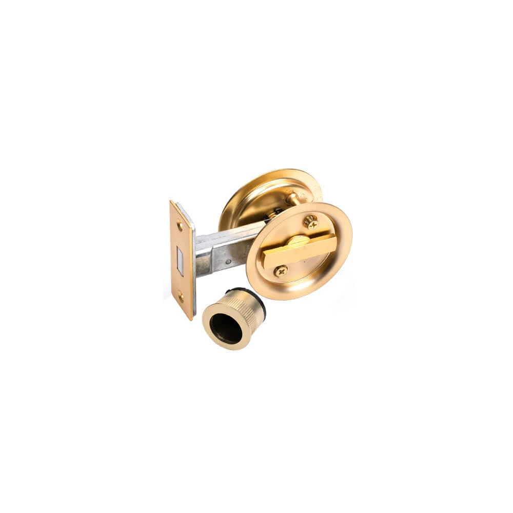 MANOVELLA Round Sliding Cavity Privacy Lock - 63mm - Satin Brass