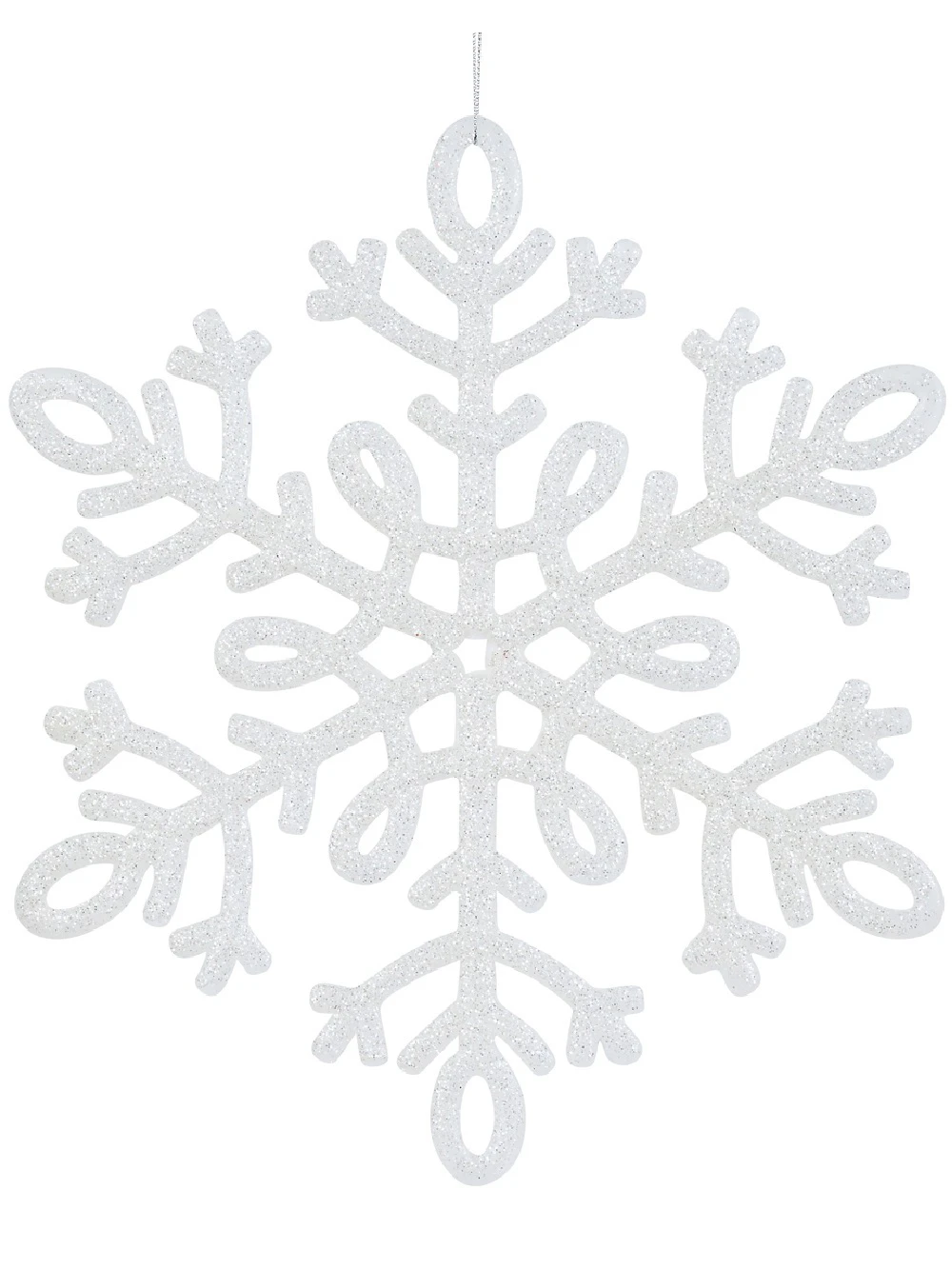 Iridescent Glitter White Snowflake Christmas Hanging Decorations - 30cm