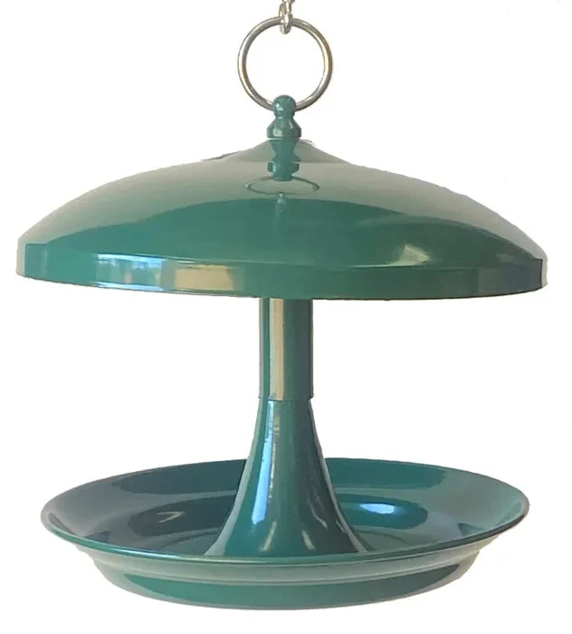 Percell Metal Outdoor Bird Feeder Green B1602