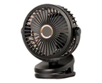 10000mAh Clip Fan 4 Speeds Hands Free USB Powered Low Noise Chargeable Desktop Fan Dorm Supplies-Black - Black