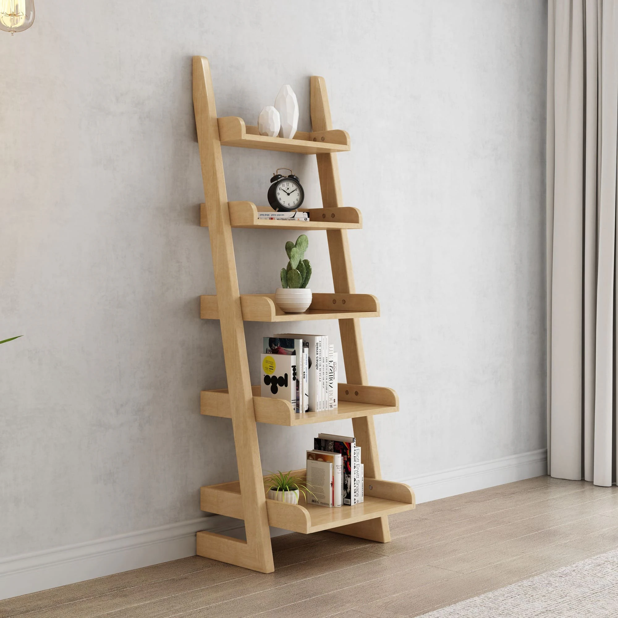 Solid Wood Five Shelf Bookcase/Showcase/Plant Stand/Rack