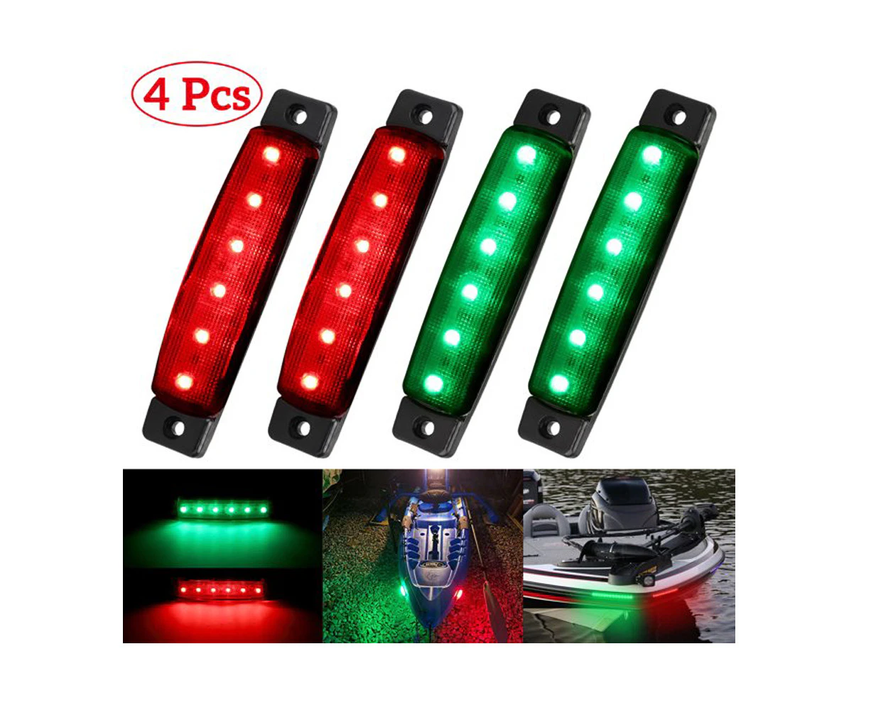 Boat Navigation LED Lighting Kit - 4 Pieces Green Red High Bright 6-LE