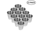 Shot glasses in a set of 12, stainless steel schnapps tumbler, stamper pearl