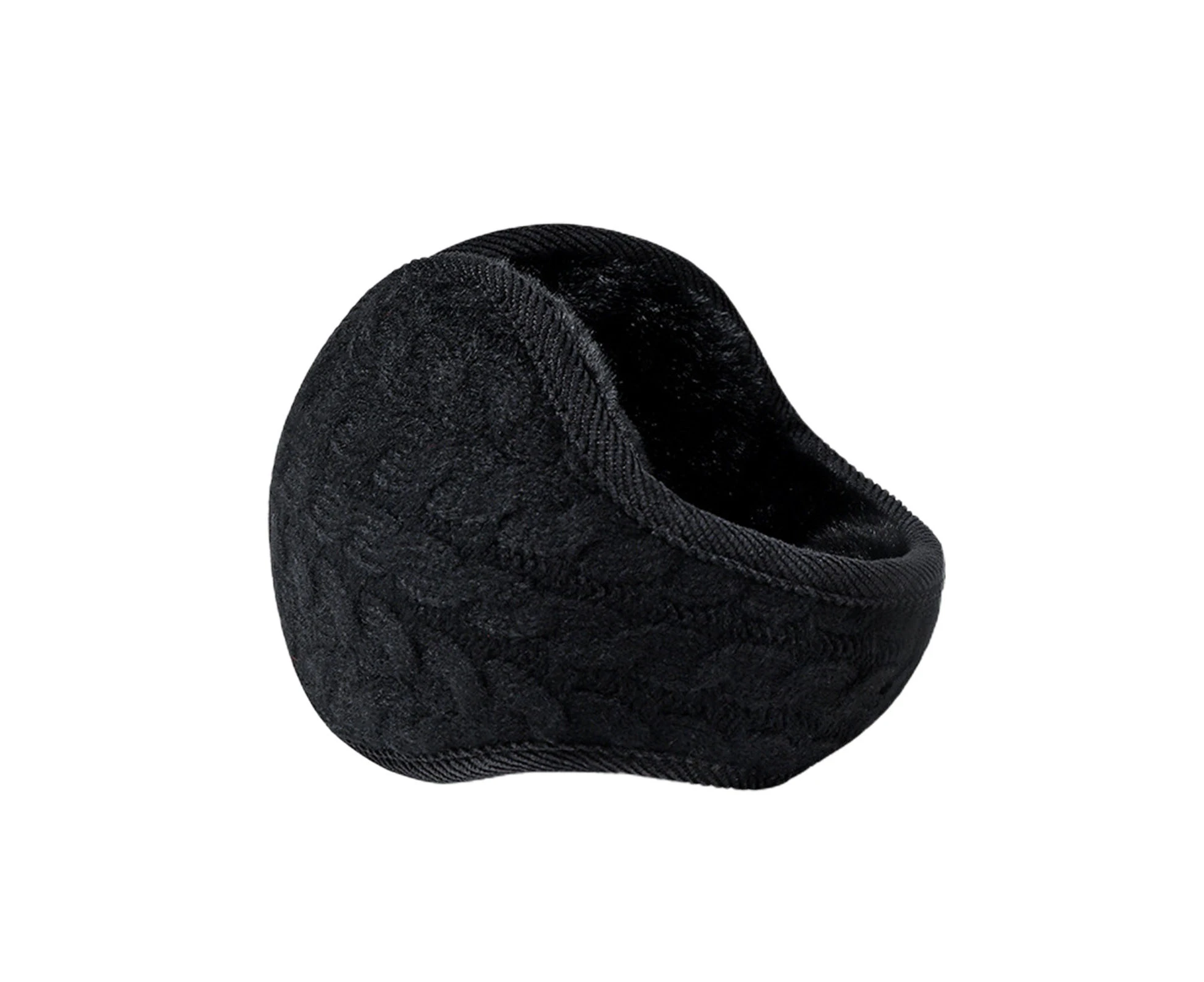 Ear Muff Thick Lightweight Knitted Collapsible Ear Warmer for Outdoor-Black