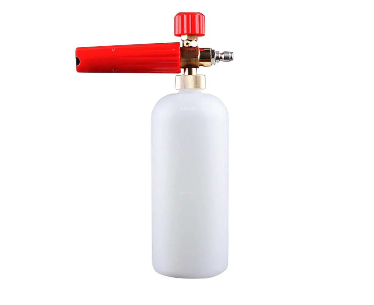 Adjustable Rotary Nut Pressure Washer Snow Foam Spray Lance with 1L Soap Bottle-Red