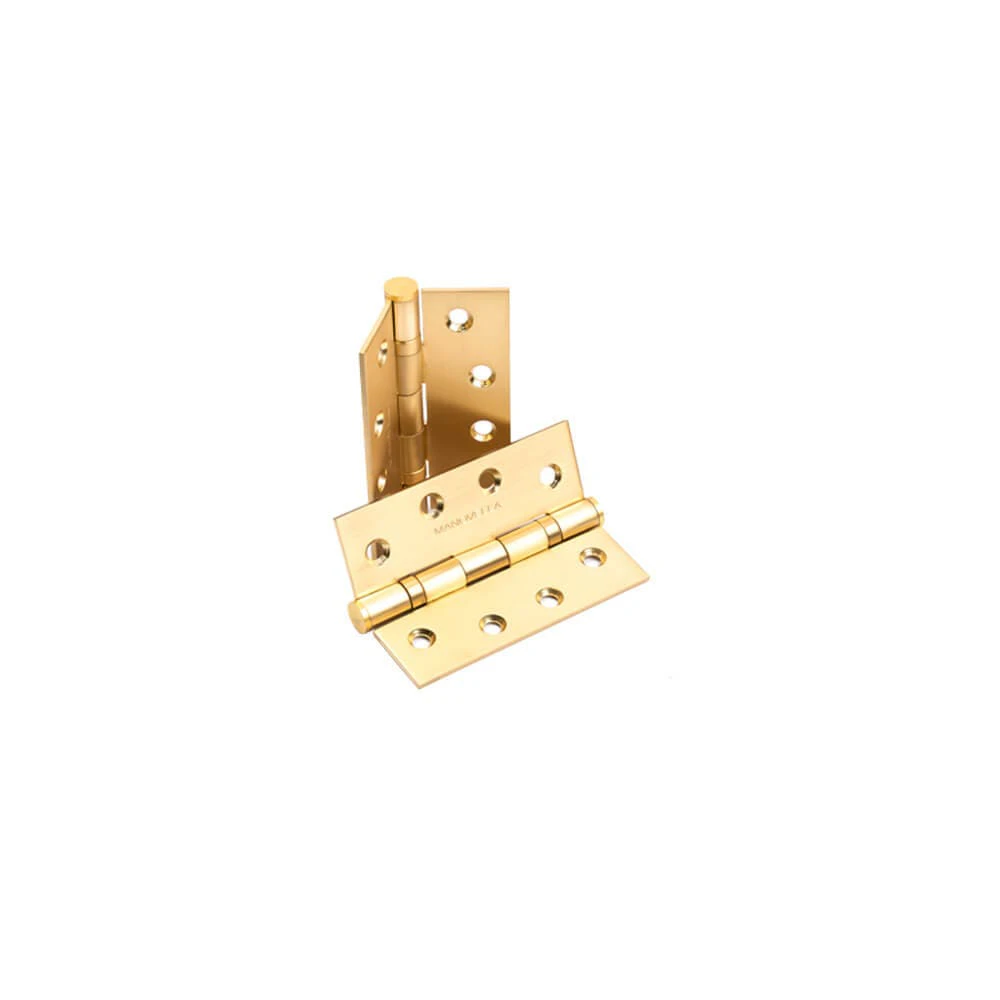 MANOVELLA Ball Bearing Hinge (Pair) - 100mm x 75mm - Satin Brass