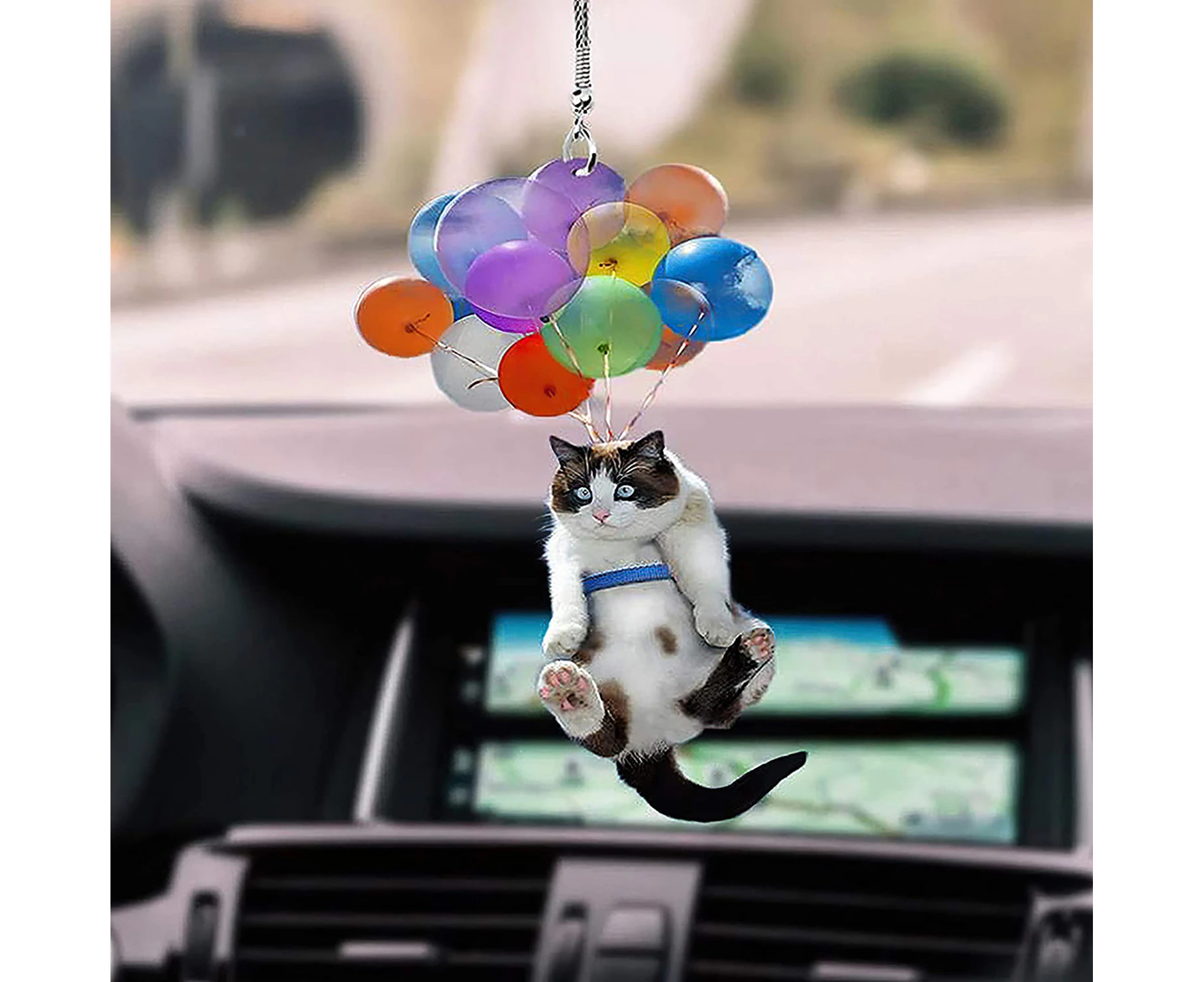 Pendant Colorful Balloon Cat Ornamental Acrylic Car Interior Hanging Ornaments for Home - Multicolor