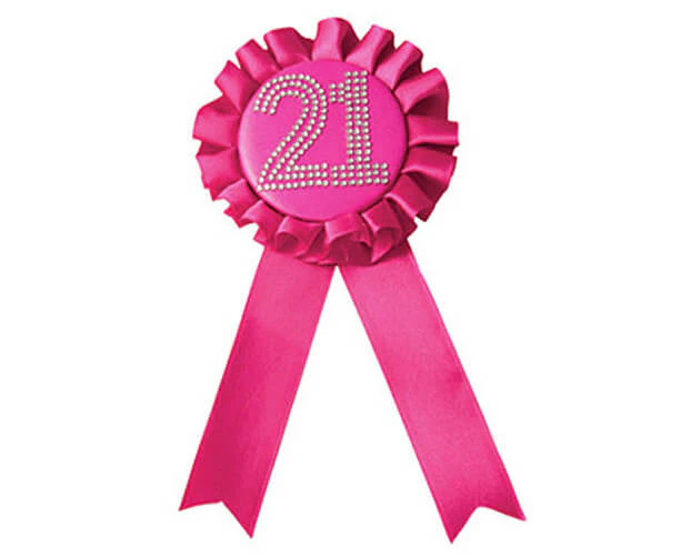 Pink 21st Birthday Rosette Badge