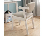 Solid Timber Z Shape Dining Chair /Rubberwood/Cotton and Linen/White