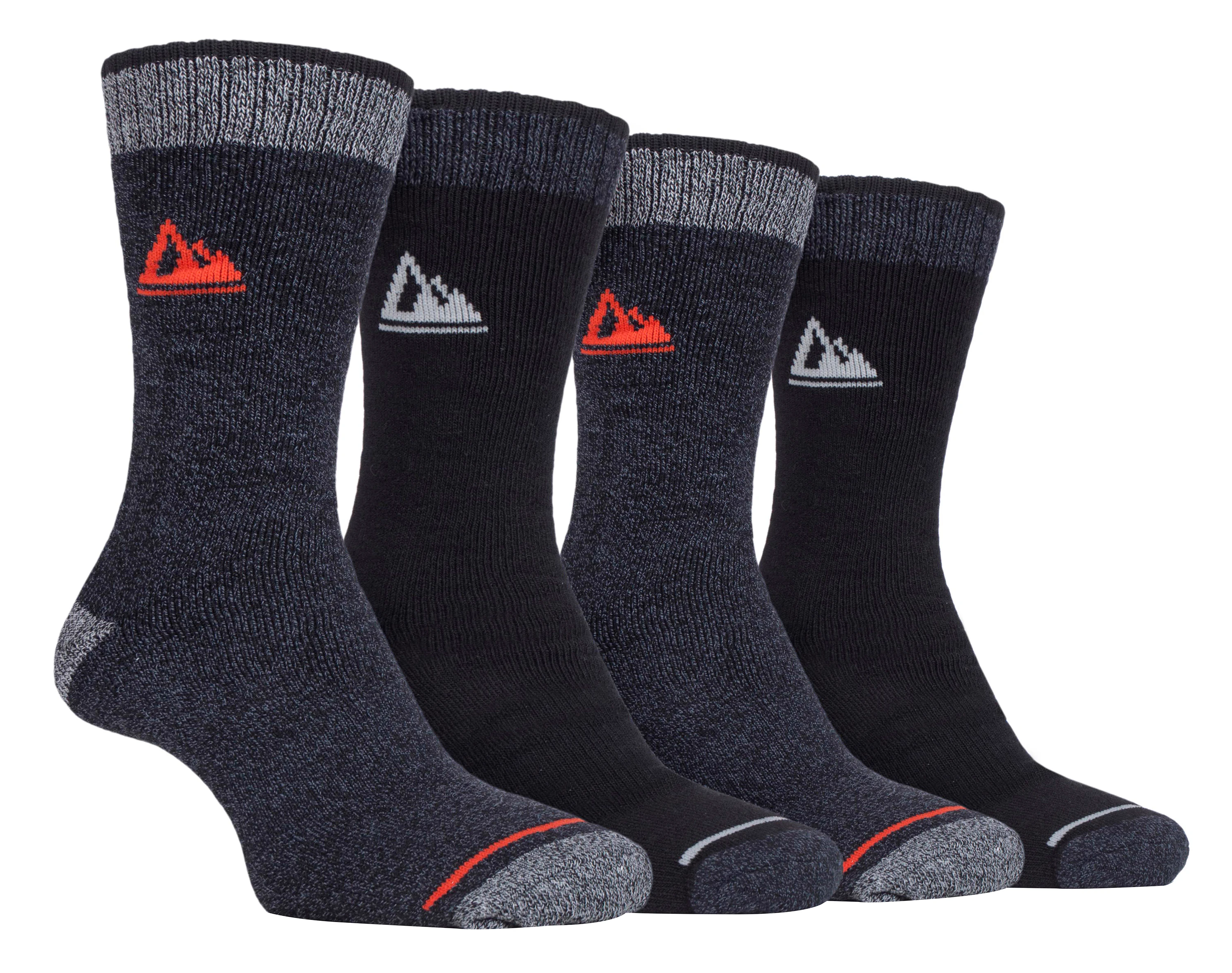 STORM BLOC - 4 Pairs Mens Cushion Sole Hiking Work Boot Socks - Black