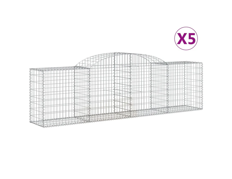 vidaXL Arched Gabion Baskets 5 pcs 300x50x80/100 cm Galvanised Iron