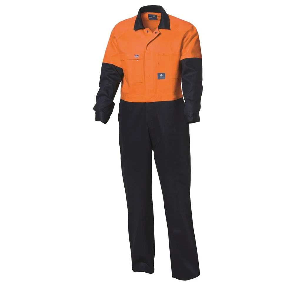 WS WORKWEAR Men's Hi-Vis Heavyweight Work Drill Overall | Orange & Navy