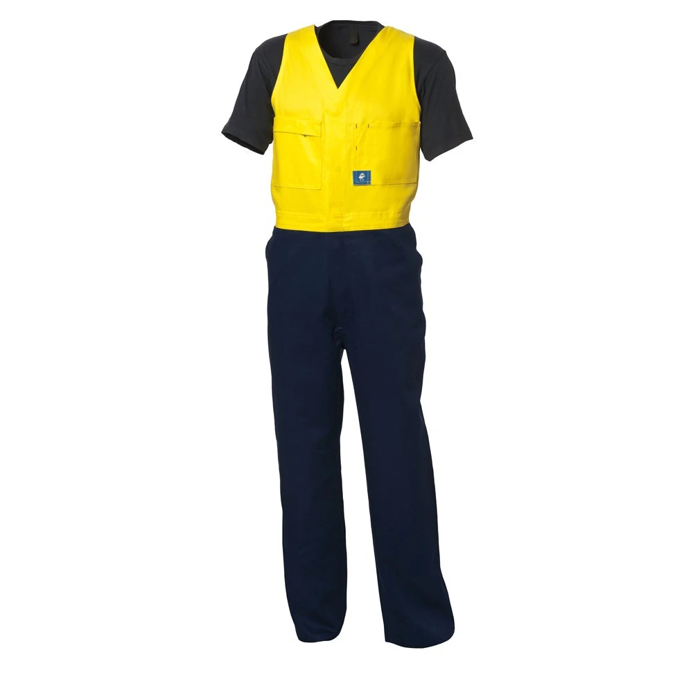 WS WORKWEAR Men's Action-Back Drill Overall with Elastic Straps | Yellow & Navy