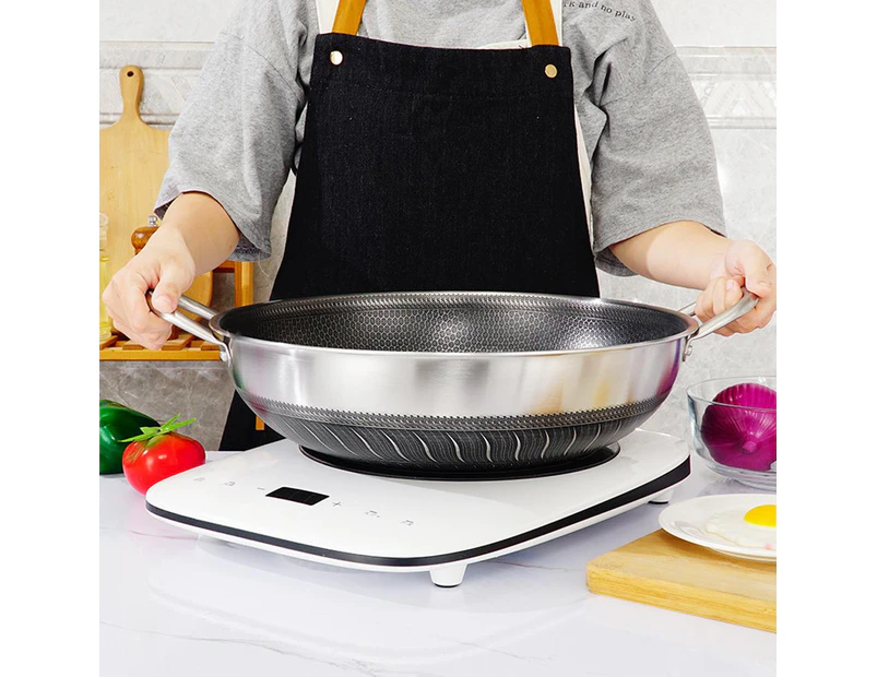 316 Stainless Steel 40cm Non-Stick Stir Fry Cooking Kitchen Wok Pan Honeycomb Double Sided