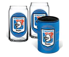 Newcastle Knights NRL Set of 2 Can Shaped Glasses and Can Cooler Gift Set