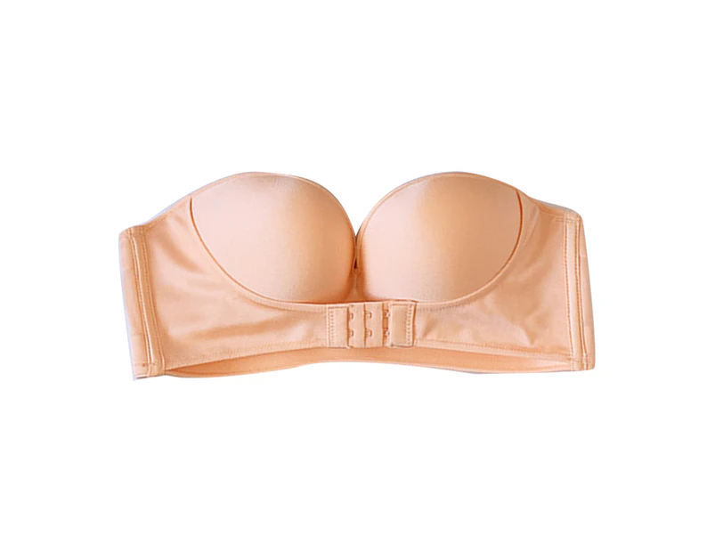 Women Push Up Strapless Bra graceful Invisible Seamless Front Closure Underwear-Complexion