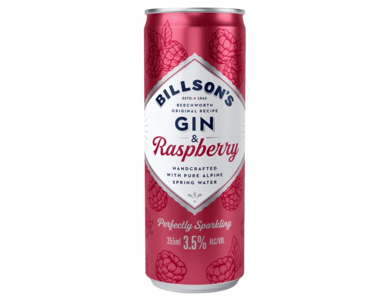 Billson's Gin & Raspberry Mixed Drink 355mL (6 Pack)