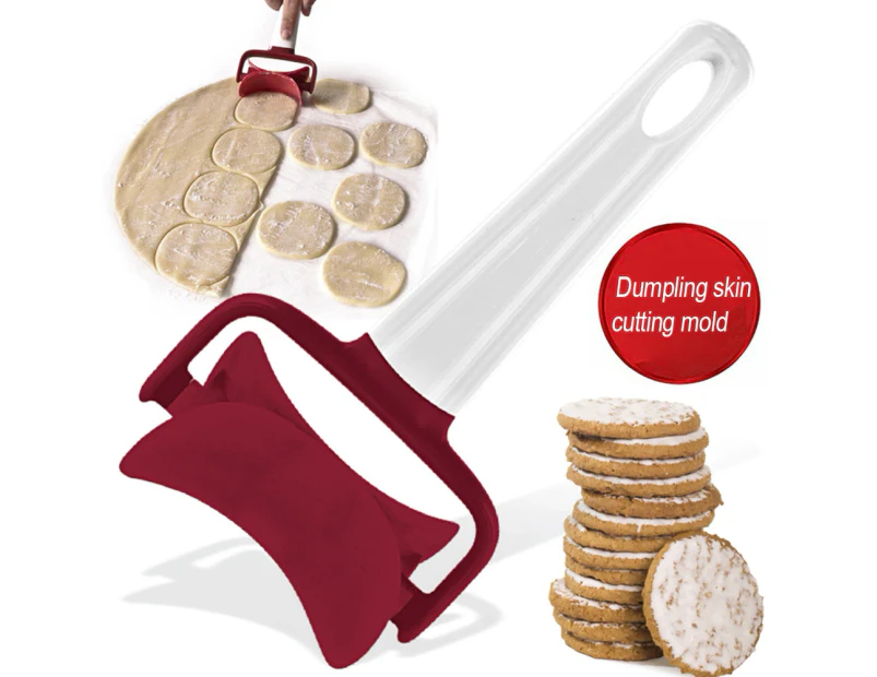 Portable Handheld Rolling Dough Cutter Cookie Biscuit Dumpling Wrappers Maker-Red