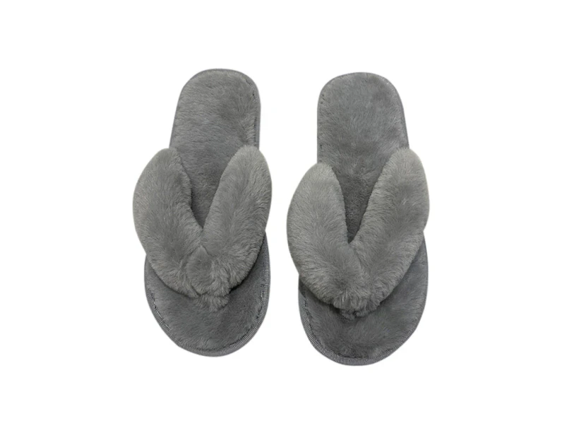 AnyStep Plush Slipper One Size 9-10 Flip Grey Warm Winter Comfortable Home Fluffy Indoor Slip On