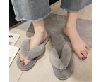 AnyStep Plush Slipper One Size 9-10 Flip Grey Warm Winter Comfortable Home Fluffy Indoor Slip On
