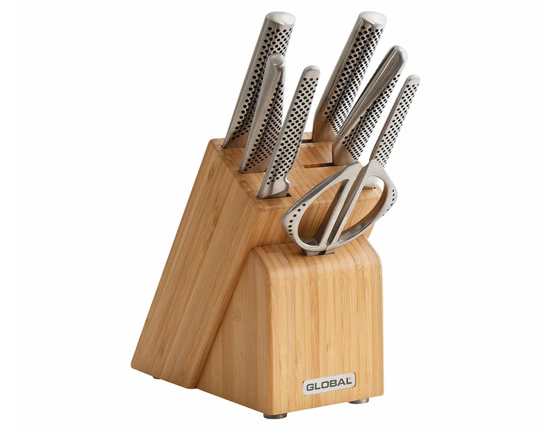 Global 8-Piece Takashi Knife Block Set - Silver/Natural