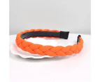 Non-slip Elegant Temperament Girls Hair Hoop Fashion Solid Color Braid Hairband Hair Accessories-Dark Orange