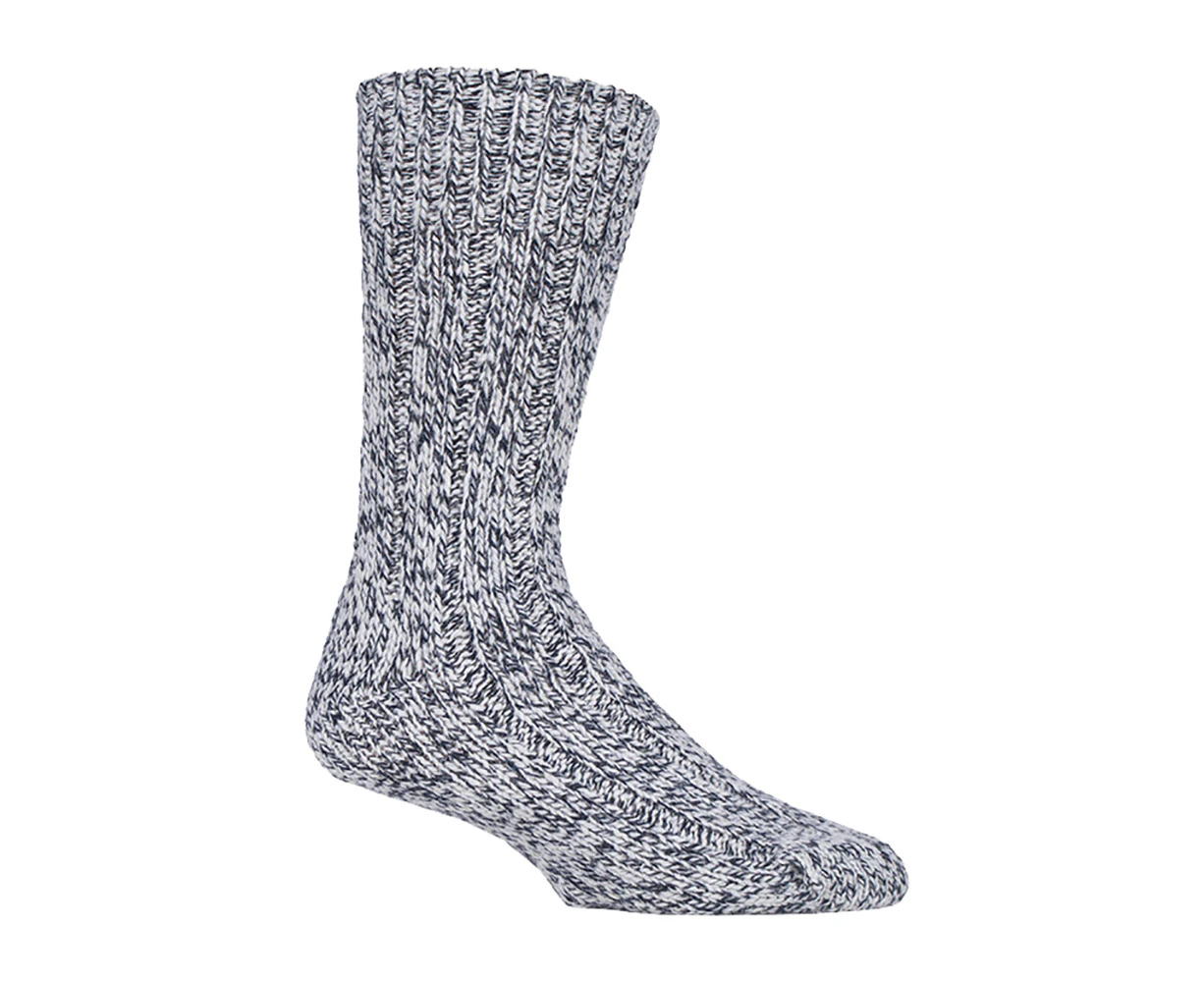 PENNINE WALKER - Mens Thick Heavy Kntted Wool Hiking Socks for Walking & Trekking - Cream Navy