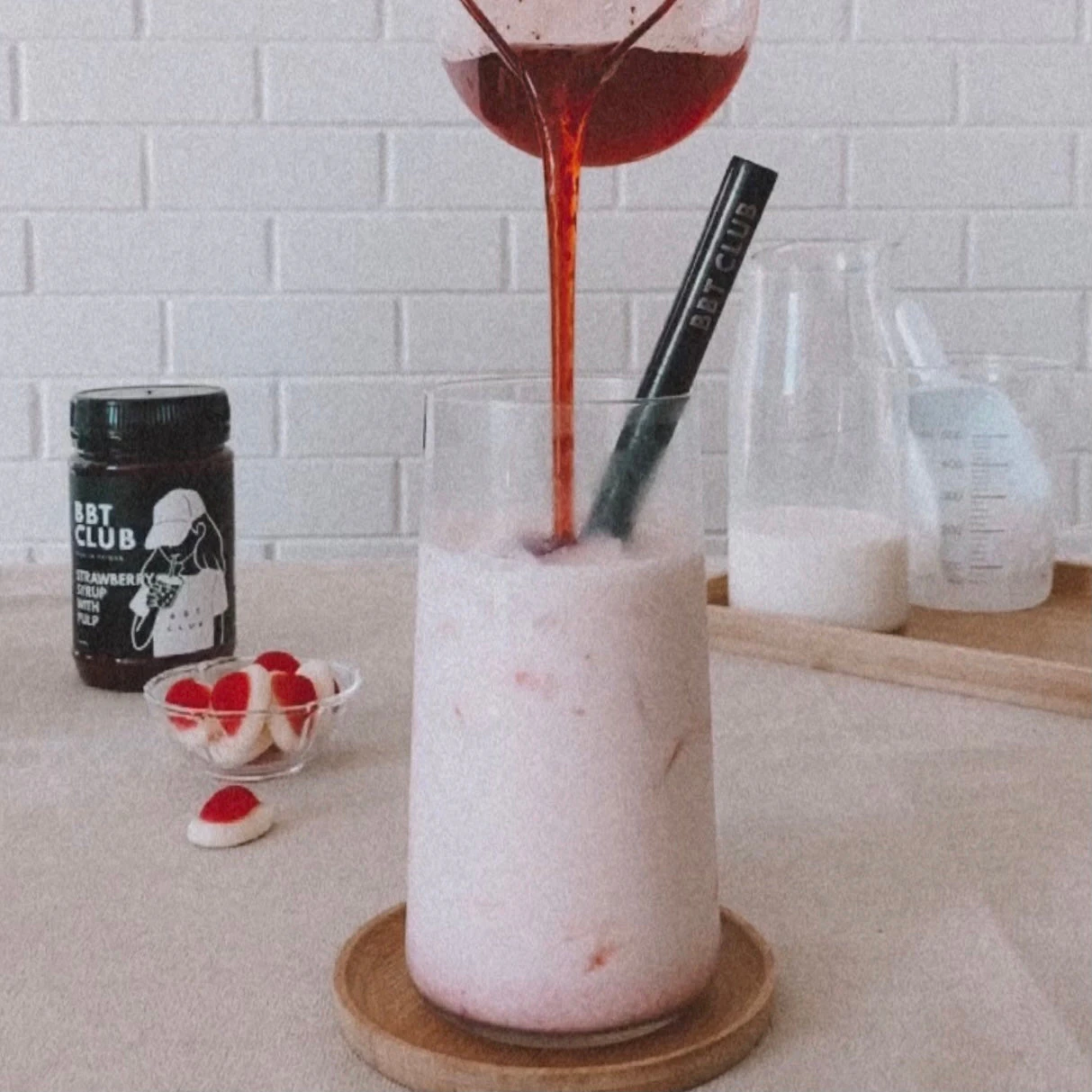 Strawberries and Cream Inspired Bubble Tea