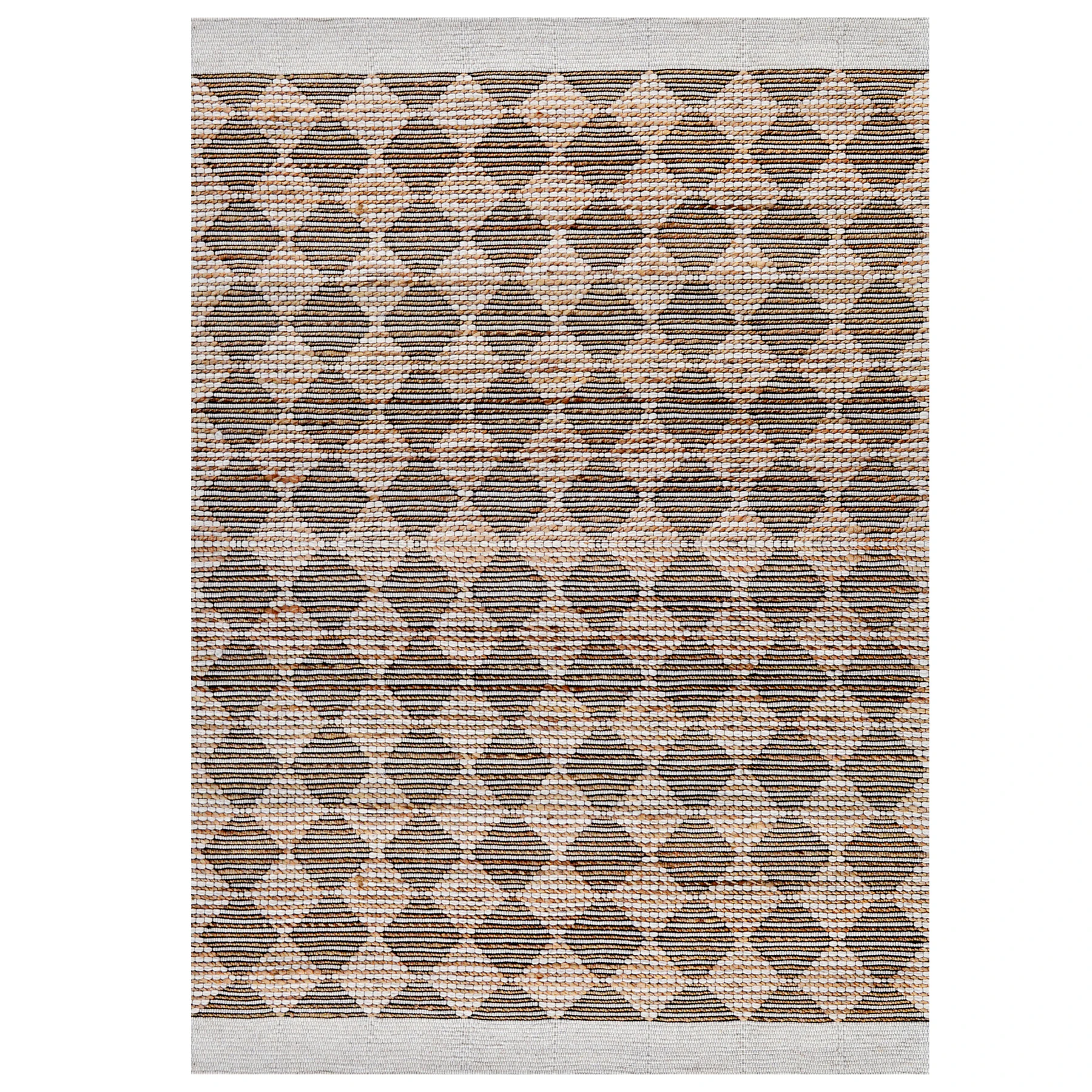 Wilson Harlequin Ivory Natural Hand-Woven Eco-Friendly Wool Jute Rug - 4 Sizes - Ivory