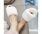 AnyStep Plush Slipper One Size 5-6 Basic White Warm Winter Comfortable Home Fluffy Indoor Slip On
