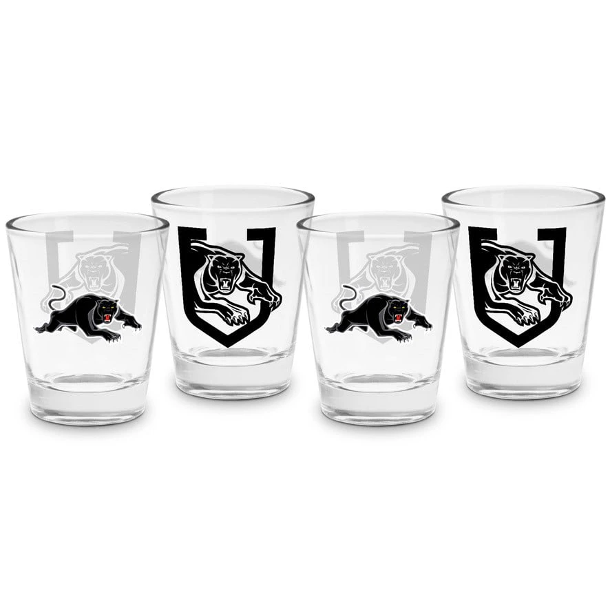 Penrith Panthers NRL Team Logo 50ml Shot Glasses Bar Set of 4