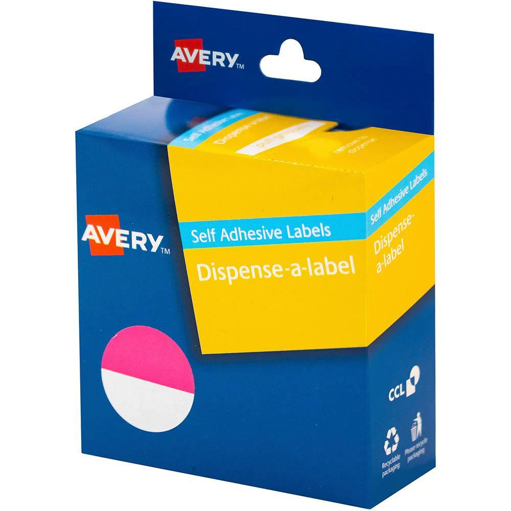 Avery 937279 Round Label Dispenser 24mm Pink/white Box 300